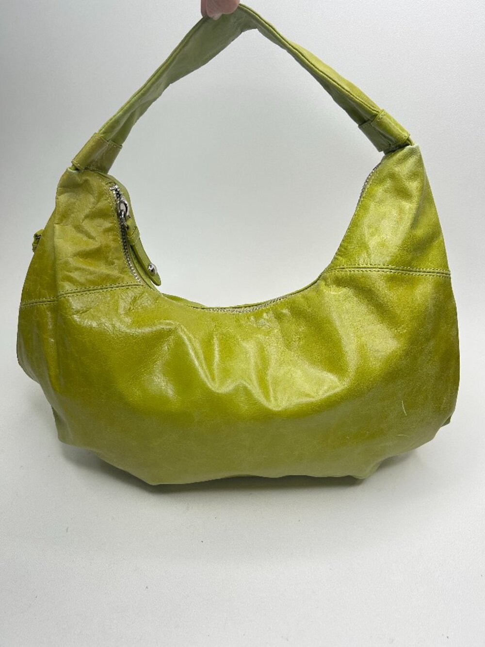 HOBO IN'TL Spring Green Slouchy Hobo Shoulder Bag Polished Leather